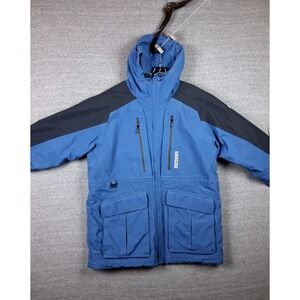 Cabelas Mens Coat Large Blue Parka Guidewear GoreTex Hoodied Water Resistant
